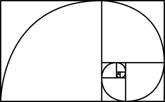 The golden ratio or the golden spiral vector symbol isolated on white background. Sacred geometry symbol concept.