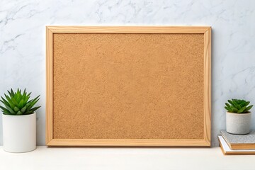 Fototapeta premium Empty cork bulletin board used as a business background for copy space – perfect for marketers, office settings, or businesses in the design and communication industry.