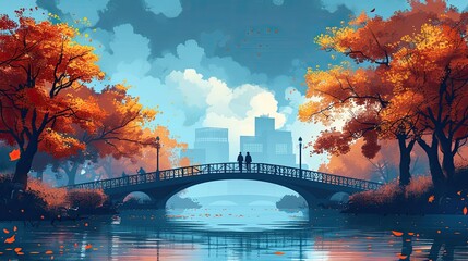 Fototapeta premium flat design, illustration, The Bridge of Friendship