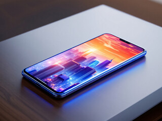 Smartphone, phone, mobile, device, screen, display, black, sleek, modern, technology, electronic, gadget, touchscreen, digital, communication, isolated, minimal, front view, camera, glass, glossy, ref