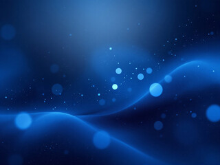 Naklejka premium Blue digital abstract with glowing waves and particles.