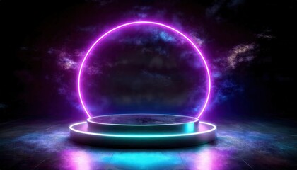 Sleek High-Tech Futuristic Podium with Digital Elements for Sci-Fi Events and Innovation Showcases