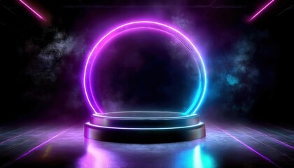 Cutting-Edge Futuristic Podium with Metallic Finishes and Sleek Lines for Showcasing Innovative Products