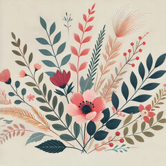 vector floral and botanical with soft colors