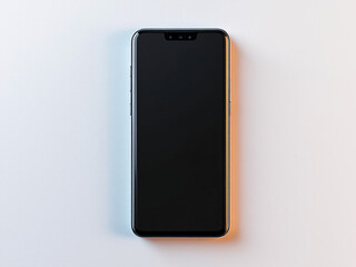 Naklejka premium Sleek smartphone with vibrant screen on reflective surface.