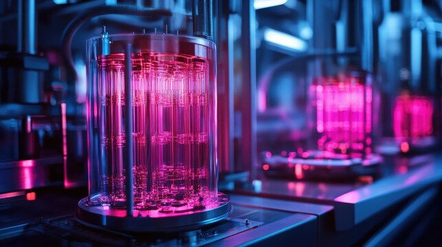 Quantum computer with glowing circuits in a futuristic lab