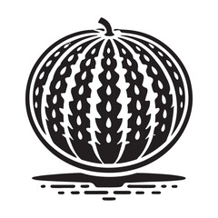 Watermelon Silhouette Vector Illustration, Solid White Background.