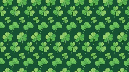 St. Patrick's Day seamless shamrock texture with a green gradient and vintage-styled clovers, a versatile background for Irish holiday branding, celebratory cards, and festive graphic designs