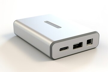 Fototapeta premium Portable External Hard Drive SSD, Silver Aluminum Case