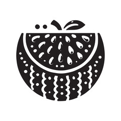 Watermelon Silhouette Vector Illustration, Solid White Background.