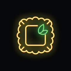 Glowing neon line vegan food icon isolated on black background, a vegetarian product symbol, vector illustration