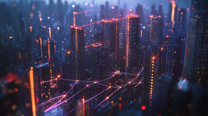 smart, digital, city, connection, network, innovation, Smart digital Innovation city with connection network reciprocity over the cityscape. of future smart wireless digital city and social media netw