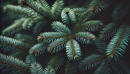 a close-up view of evergreen pine tree branches