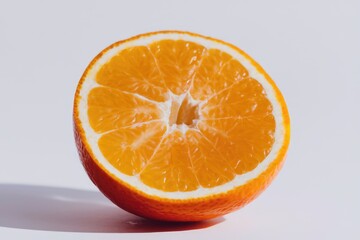 A juicy orange slice, vibrant and ripe, showcasing its segments and texture.