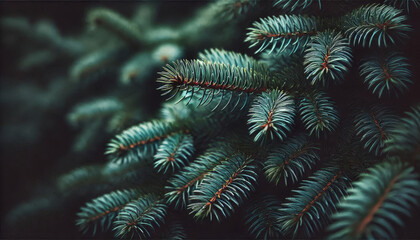 a close-up view of evergreen pine tree branches
