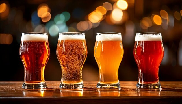 glasses of beer on dark background