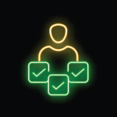 Glowing neon icon representing effective time management and task completion