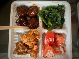 Bento Box Cuisine from a Self-Serve Buffet (Tokyo, Japan)
