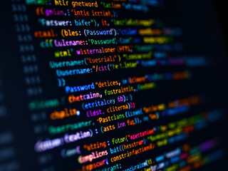 Colorful code on screen.
