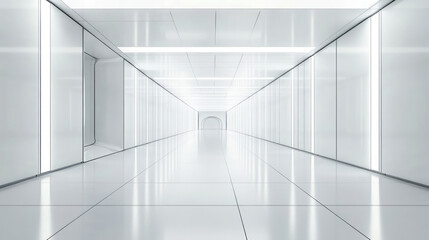 Obraz premium White modern building interior space corridor background