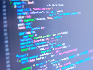 Colorful code on screen.