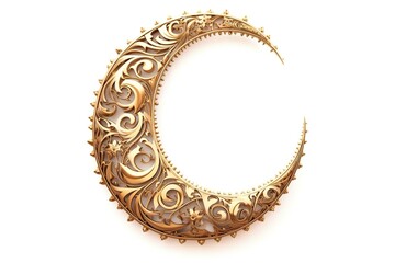 Ornate Golden Crescent Moon Design