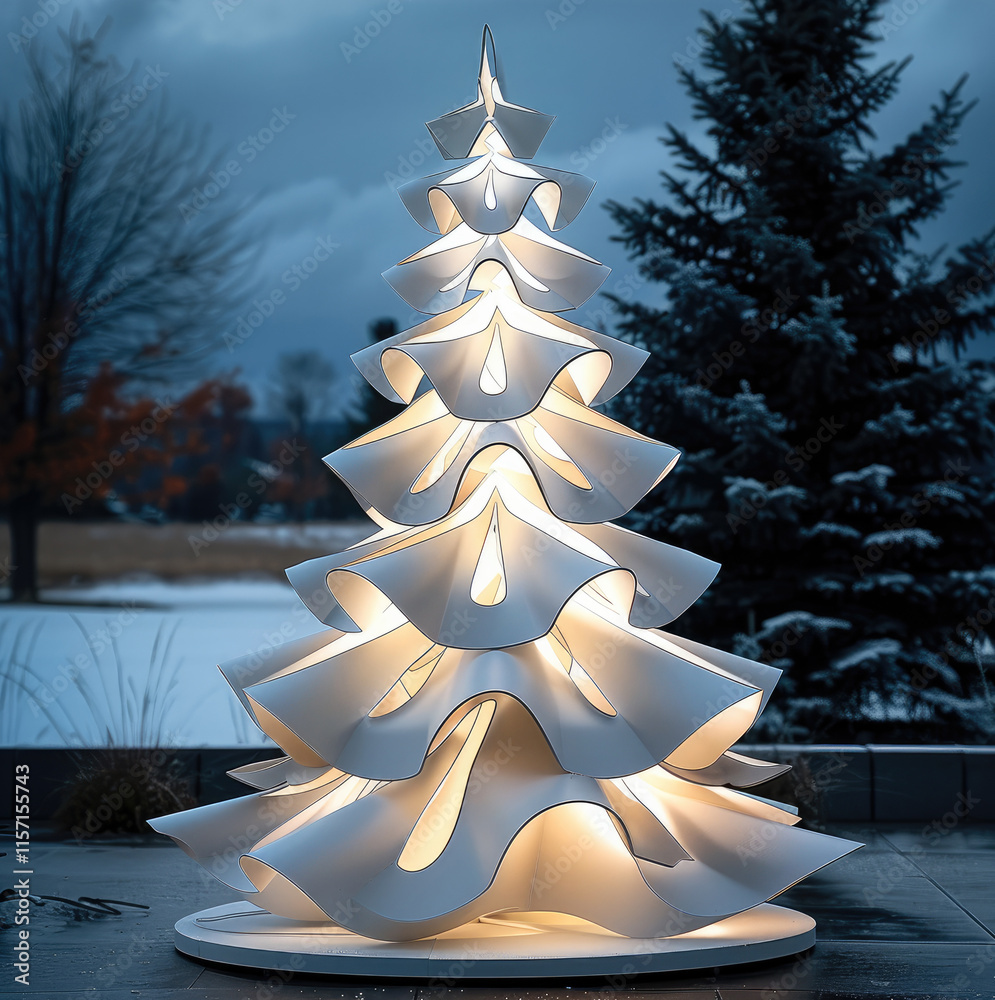 Poster christmas tree looking like an architectural element.