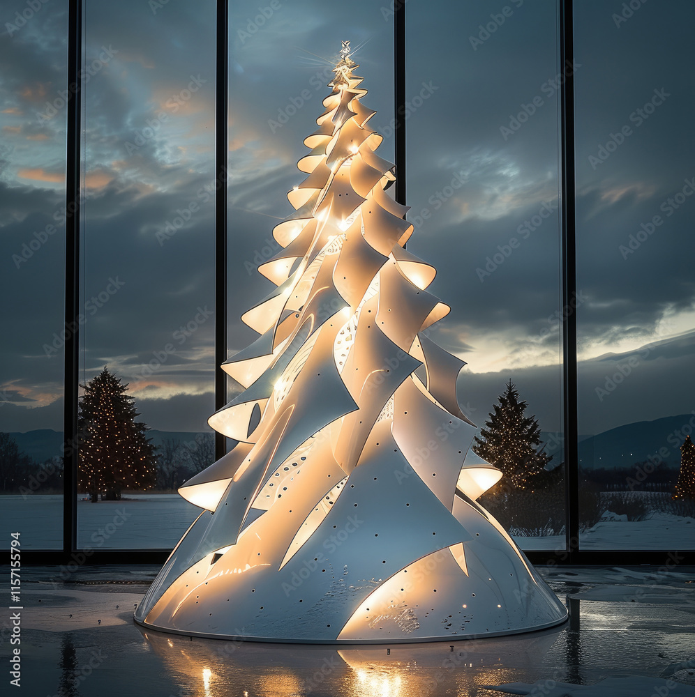 Poster christmas tree looking like an architectural element.