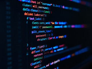 Colorful code on screen.
