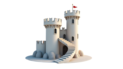 A Fairytale Castle: Two majestic towers, a winding staircase, and a tiny red flag atop,  Enchanting!, cut out