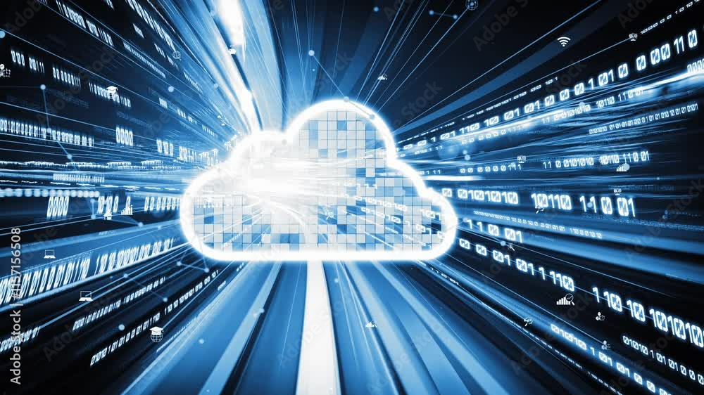 Poster cloud computer and online data storage with tacit intelligent sharing software . concept of smart di