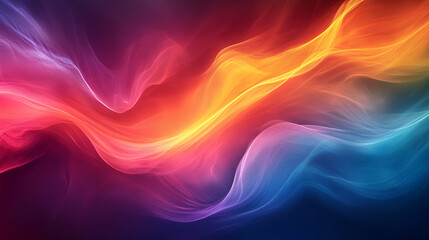 Fototapeta premium Vibrant Hues Flowing Dynamically Across Canvas, Creating a Mesmerizing Abstract Art Piece. Colors blend seamlessly, forming a captivating visual experience.