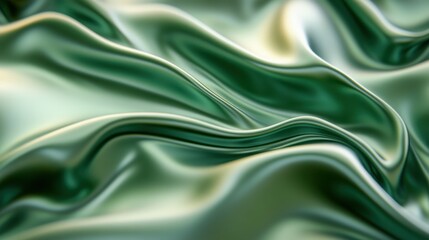 Obraz premium Emerald Silk Drape: A luxurious emerald green silk fabric drapes and flows in a captivating display of soft, undulating waves.