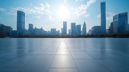 Obraz premium City skyline and empty square