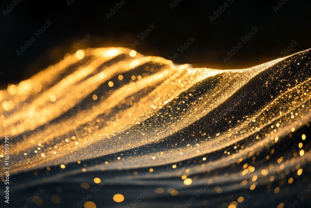 Aufkleber This image captures golden sand dunes subtly illuminated by glistening sunlight, creating an intricate interplay of light and shadow across the delicate surface textures.