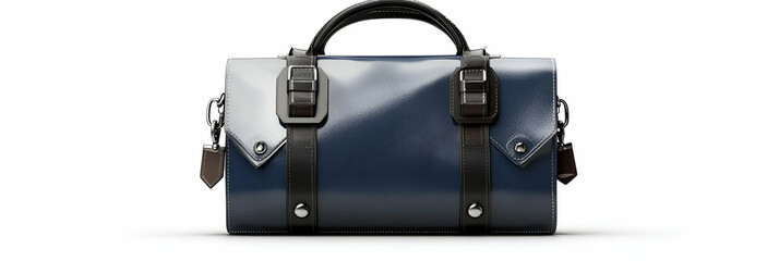 Sleek Navy Leather Handbag with Dark Accents, A Stylish Carryall for Everyday Use.