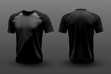 black and gray jersey template for team club, jersey sport, front and back, Tshirt mockup sports jersey template design for football soccer, racing, gaming, sports jersey