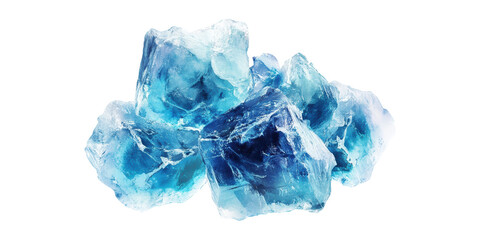 Blue crystal cluster isolated on transparent background