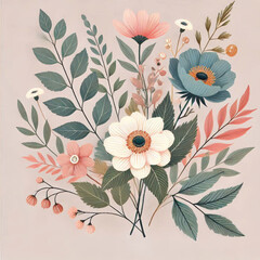 vector floral and botanical with soft colors