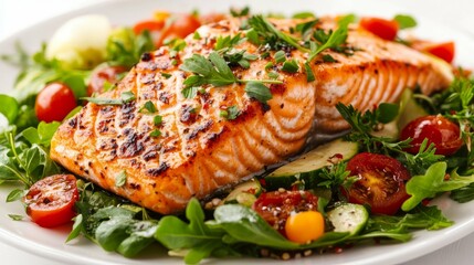 Grilled Salmon with Fresh Vegetable Salad