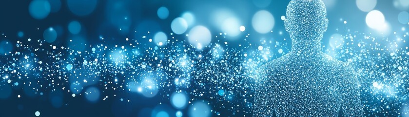 Fototapeta premium Abstract Blue Sparkle Human Form Background