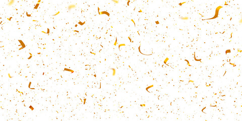 Floating gold glitter and confetti on transparent background