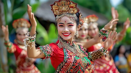Traditional Dancer Performing at Cultural Festival in Vibrant Costume