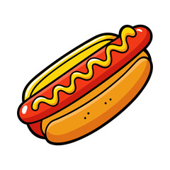 Classic hotdog in a bun vector art illustration