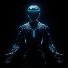 Futuristic vr suit in a virtual reality world of mystery and wonder