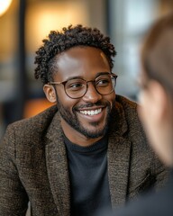 Smiling Man in Conversation