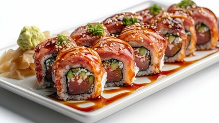 Scrumptious Tuna Rolls Served on a Plate
