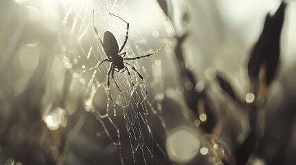 Detailed Macro Photograph of a Spider in Nature