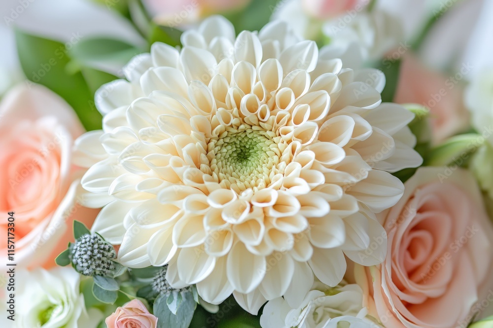 Aufkleber a cream-colored dahlia with a subtle hint of green at its center is captured in full bloom, serving 