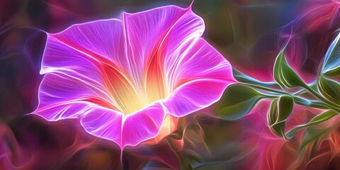 Obraz premium Stunning pink morning glory flower captures the beauty of nature s blooms, showcasing the delicate features of the pink morning glory flower in vibrant detail and vibrant colors.